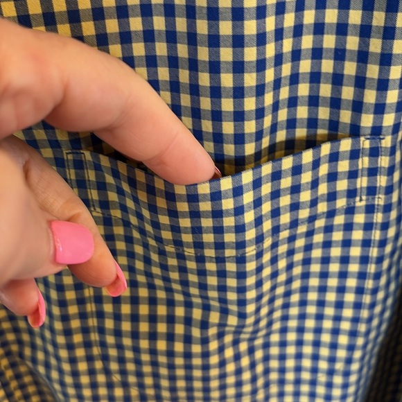 J. Crew men’s Secret Wash cotton classic button down poplin shirt blue yellow XL - Picture 4 of 12